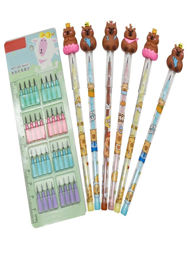 Lopenle 24 Pieces Adorable Capybara Pencils Stacking Pencils Animal Stackable Pencil With128 Replacable Refills - Image 1